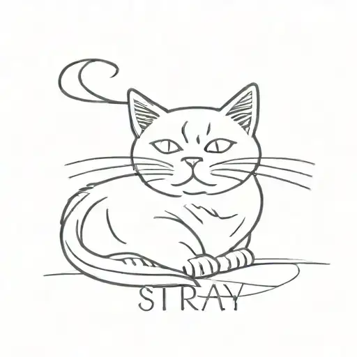 Cat Tattoo With The Words Stray Army