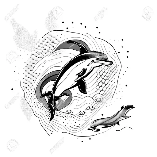 A Dolphin Swimming Through A Vibrant Abstract Painting