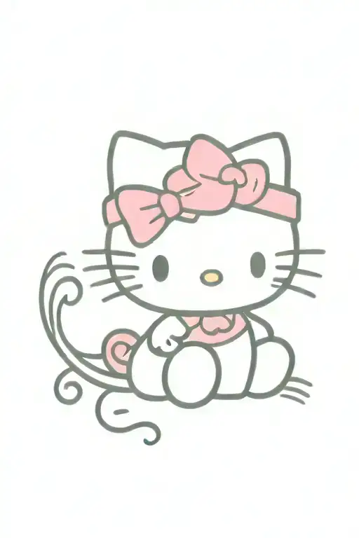 Color Tattoo Of Hello Kitty With A Pink Bow