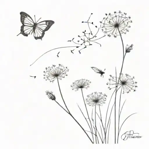 Butterfly And Dandelion Blowing