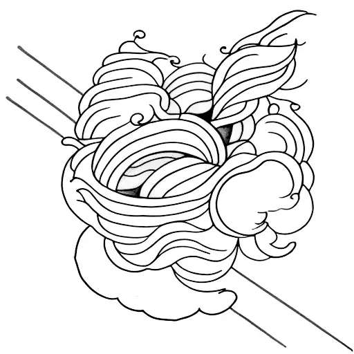 A Delicate Wispy Cloud With Pastel Colors And Simple Lines