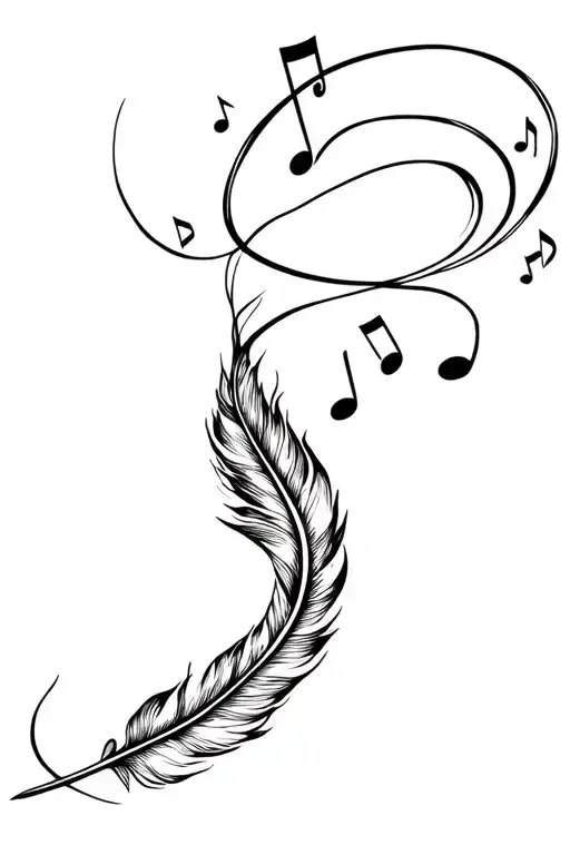 Infinity Feather And Music Notes Flowing
