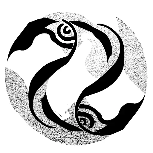 Dragon And Husky Circling Around Each Other Like A Yin Yang