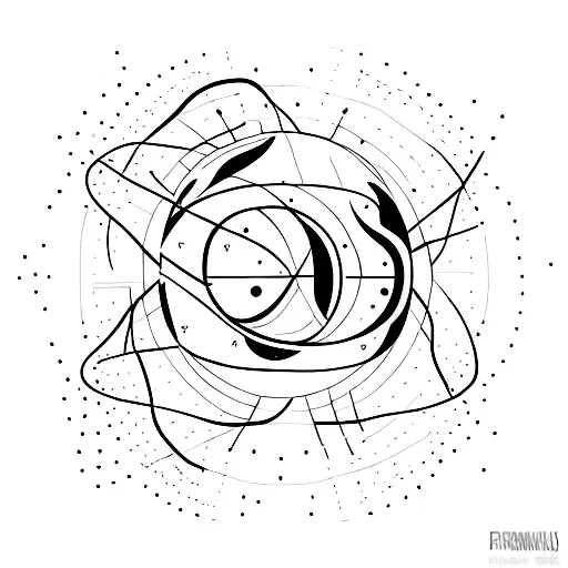 A Minimalist Tattoo Of A Planet With A Hiking Trail Circling Around It