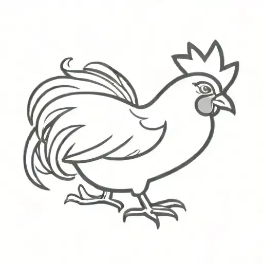 Cute Chicken With Small Wings And A Big Tail In A Crown