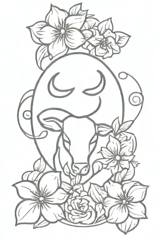 Taurus Symbol And Flowers