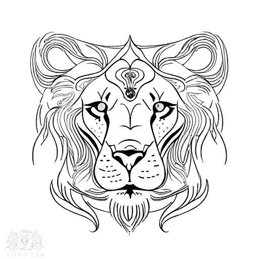 An Elegant Leo Astrology Symbol Merging With A Majestic Lion In Black-grey Style
