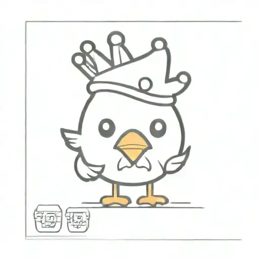 Cute Cartoon 2D Chicken Wearing A Crown