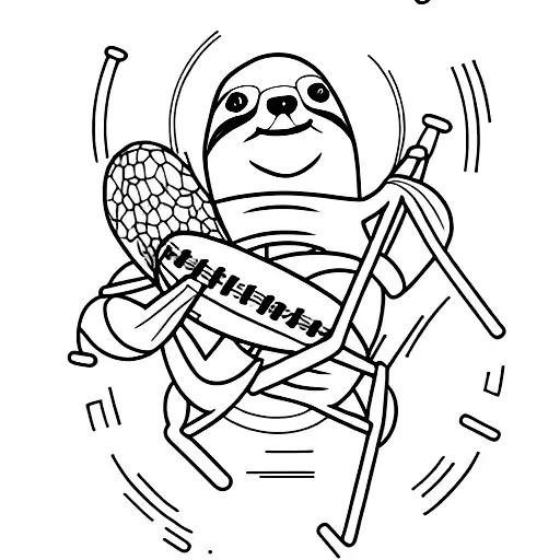 Incorporate A Sloth Lounging On A Football Field In A Minimalist