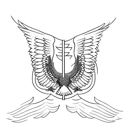 Minimal Fine Line Eagle Wings Spread Out