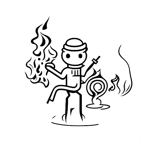 Stickman Pouring Gas Over Fire