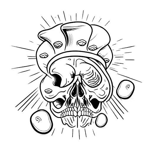 Cracked Skull With Mushrooms Growing Out