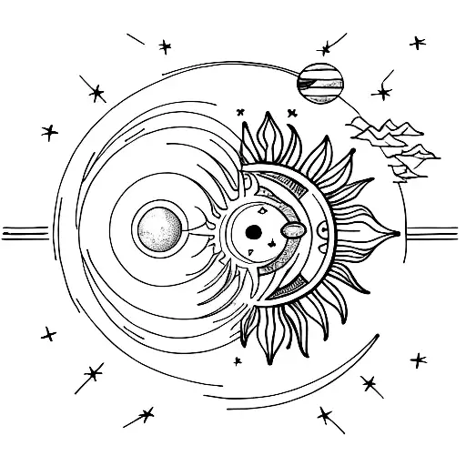 A Minimalist Moon And Sun Design Symbolizing The Unique Connection Between Quinn And Lucy
