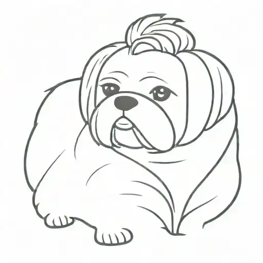 White Shi Tzu Dog Tattoo