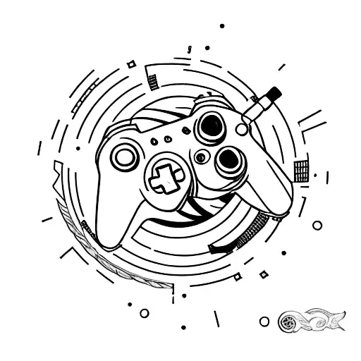 A Minimalist Tattoo Of A Gaming Controller Merged With A Skateboard