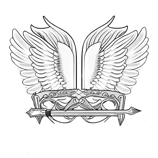 Angel Wings With Sword And Cross