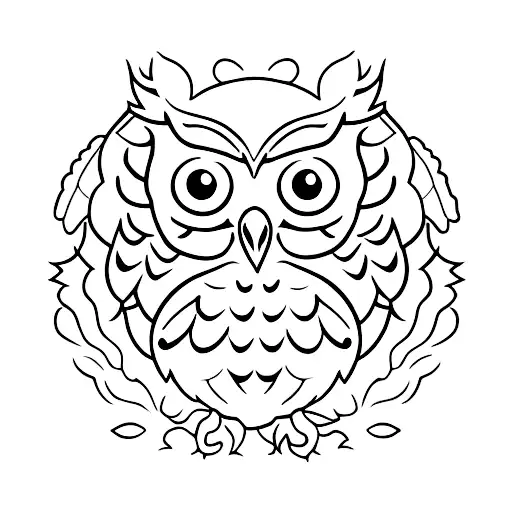 Stencil Of An Owl Standing Out Of A Shell