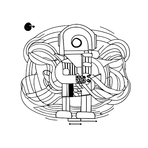 A Minimalist Tattoo Of Pov Running Through Music Cables To The Universe
