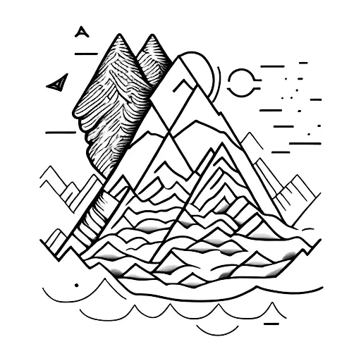 A Minimalist Tattoo Of A Mountain Range With A Book Nestled In Between The Peaks