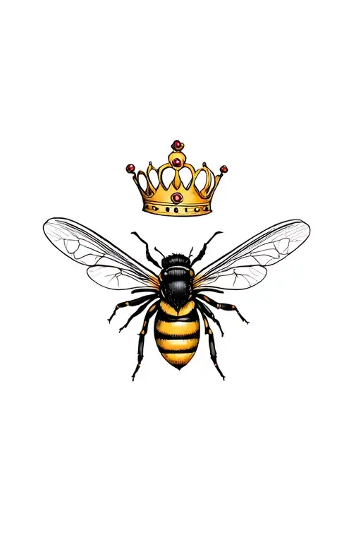 Queen Honey Bee With Crown Holding Book