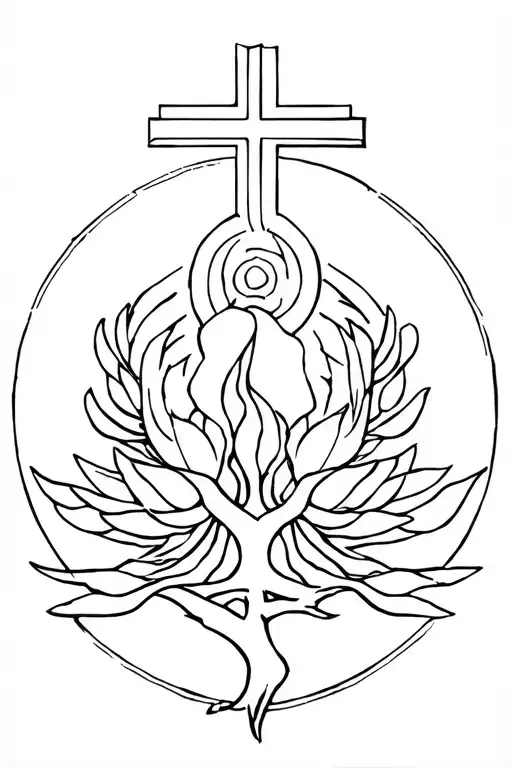 Saint Michael With A Cross And A Lotus And The Tree Of Life Above