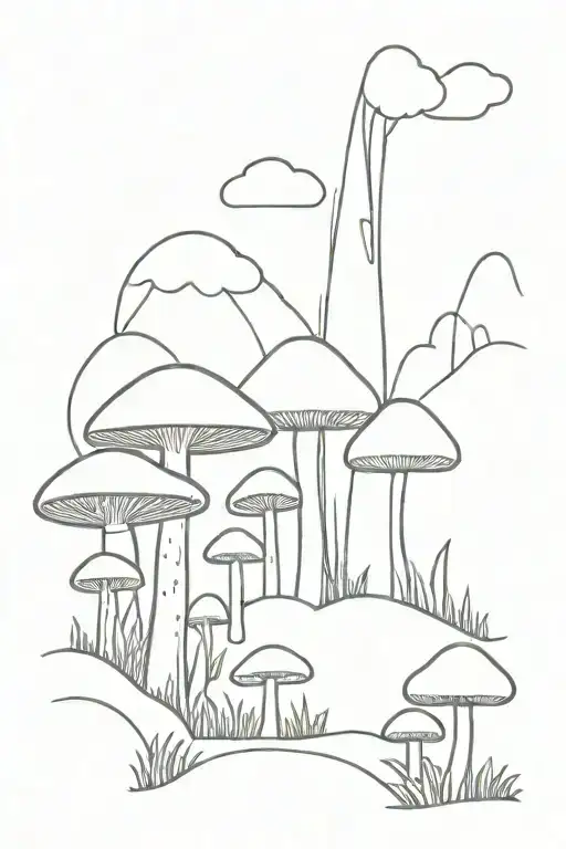 Mushroom Forest Landscape With A Hidden