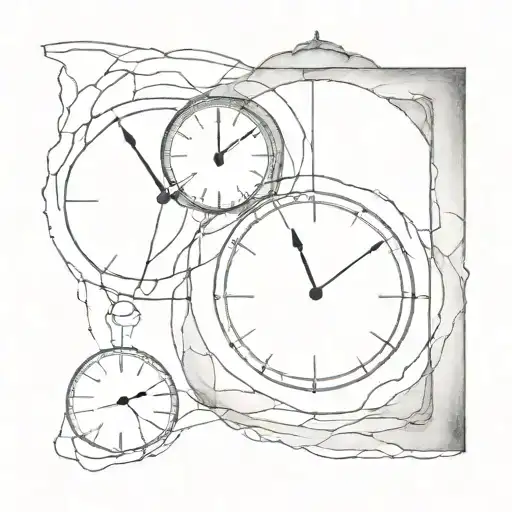 Clock With Cracks And Hourglass