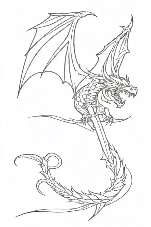 Sword Wrapped With Dragon Flying