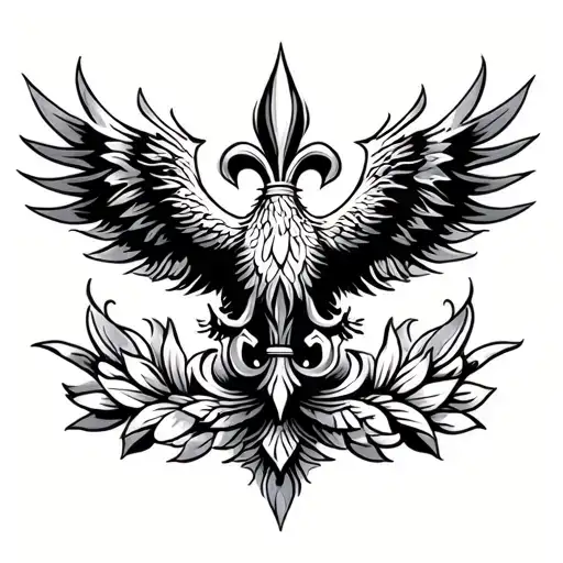 Phoenix Bird Fleur De Lis