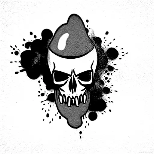 Open Mouth Skull With Green Smoke Coming Out Of Its Mouth In The Shape Of Another Skull