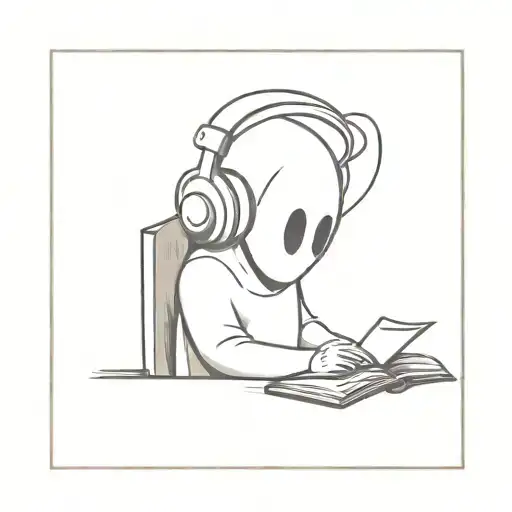 Headphone Wearing Ghost Reading A Book