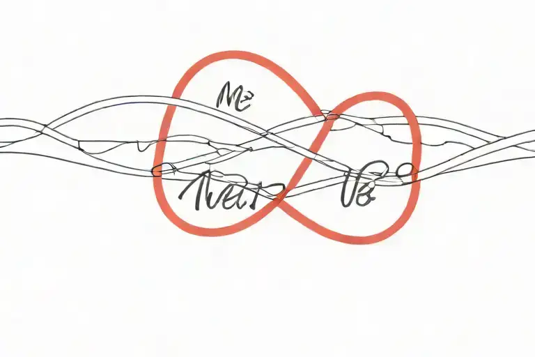 A Minimalist Design Of Two Intertwined Red Strings With The Quote 'Meant To Be'