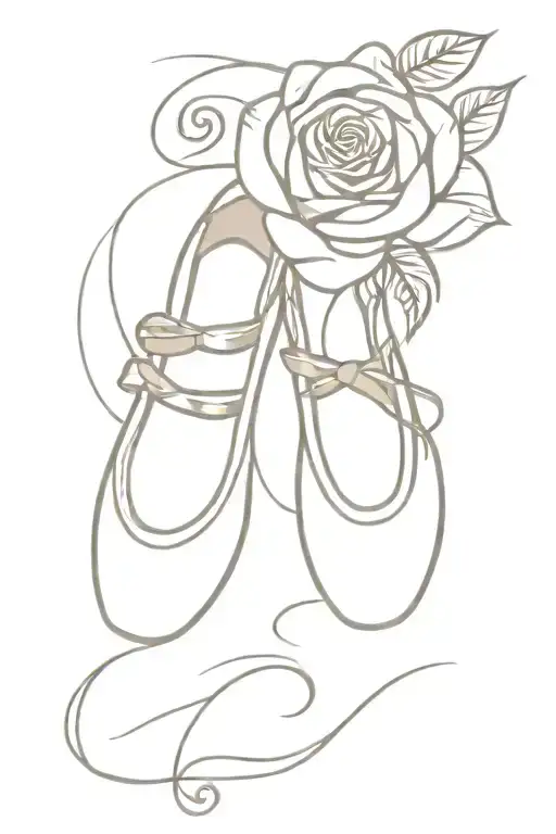 Ballet Slippers And Rose Intertwined