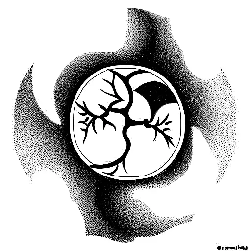 Yin Yang Alon Side The Tree Of Life In A Vally