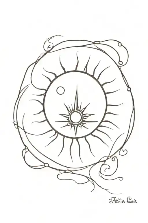 Fine Line Tatto That Represent The Sun Burns My Heart And The Sand Hurts My Feelings