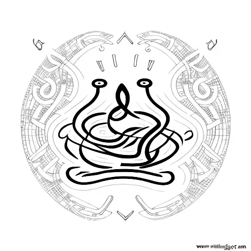 Incorporate The Quote 'Get Busy Living Or Get Busy Dying' Into A Blackwork Design Of Musical Notes