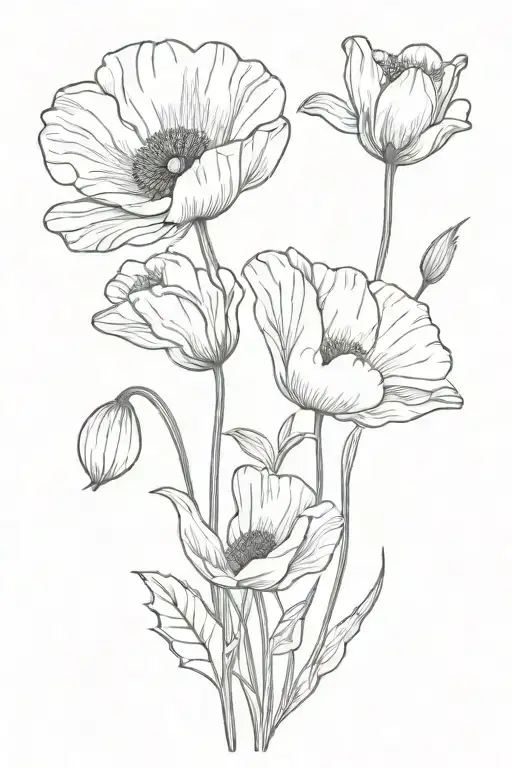 Poppy And Lily Of The Vally Flower