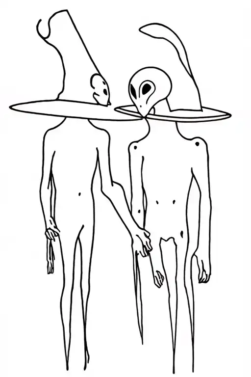 Witch And Alien Holding Hands
