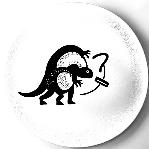 Baby Dino Eating A Barbell Plate That Is Part Donut