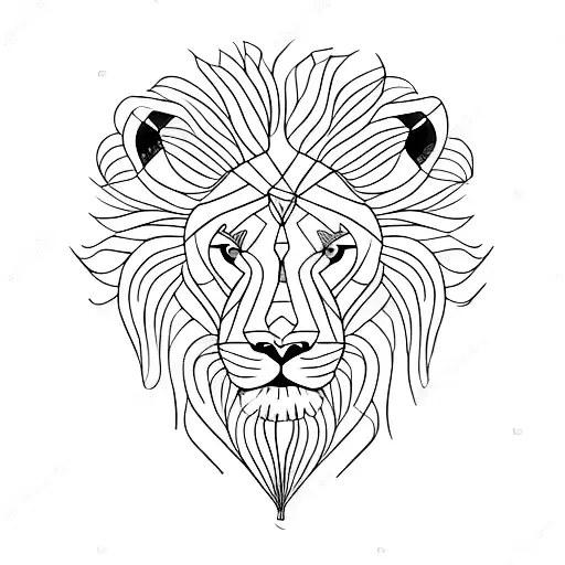 Lion With Sunflowers And Geometric Lines For A Woman