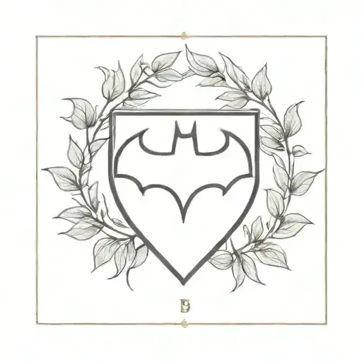 Batman Symbol On A Shield Against A Background Of A Circle Laurel Wreath