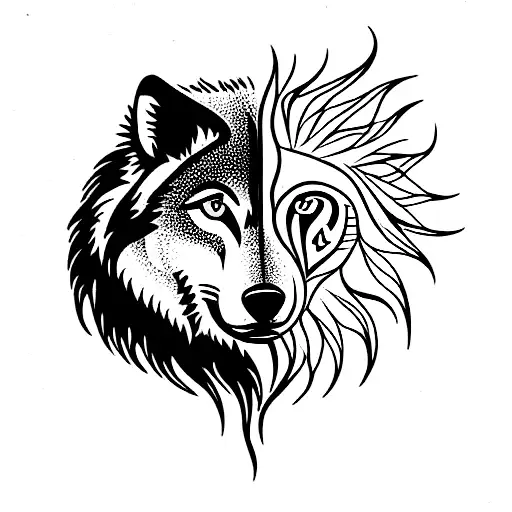 Wolf Owl And Lion Together