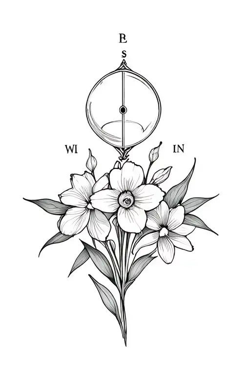 Butterly Hourglass Compass Iris Flower Daffodil Bouquet