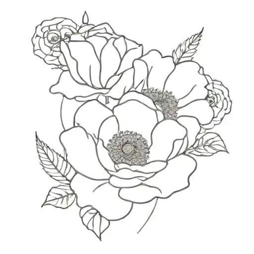 Poppy Flower And Rose