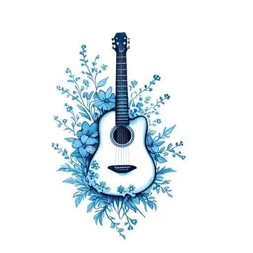 Guitar Wrapped In Forget Me Not Flowers