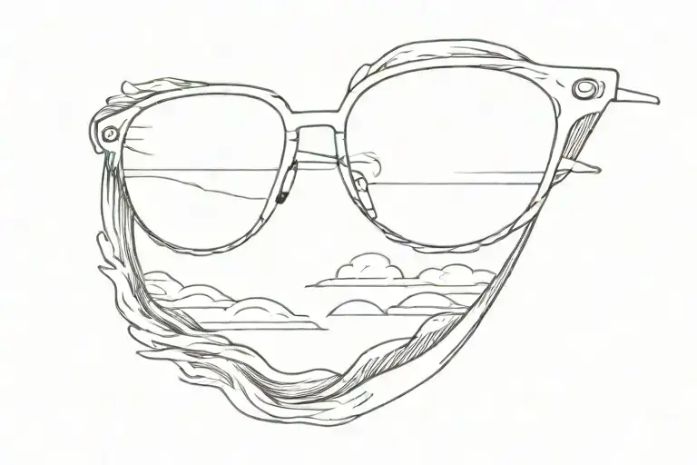 Sunglasses Reflection Within The Eye With Sunset And Waves