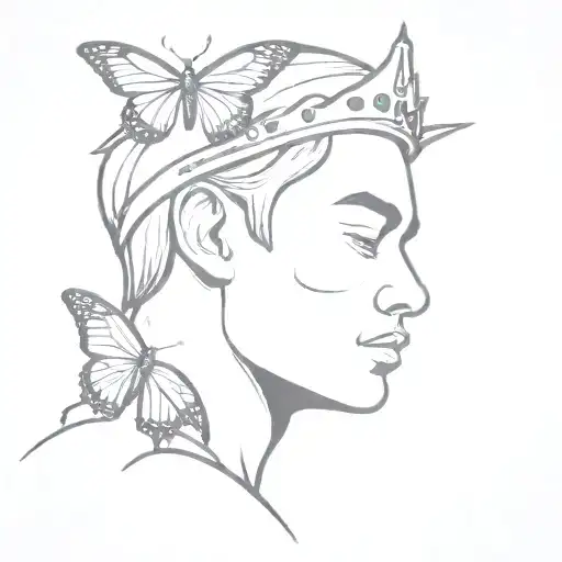 King That Had A Great Crown And Have Butterflies Wings On Back