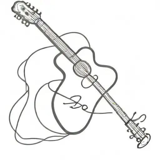 Guitar With Name Intertwined With The Strings