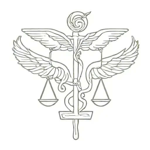 Balancing Scales Caduceus Symbol Combined