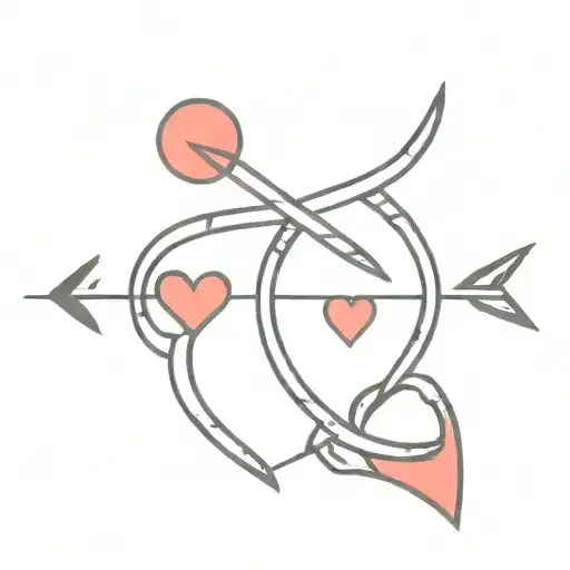 Flaming Straight Arrow Piercing 3 Red Hearts Stacked On Top Of One Another